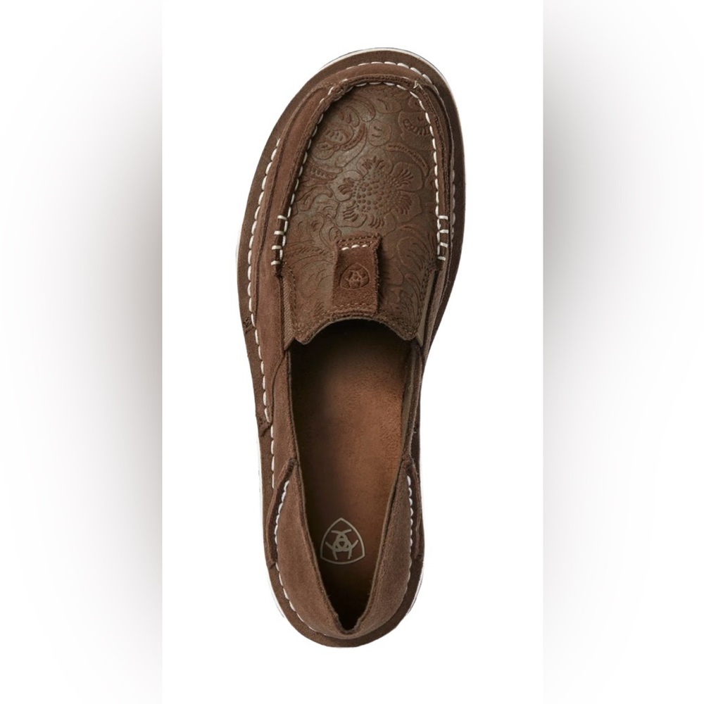 NWOT-Ariat Women’s  Cruiser Floral Embossed Suede Brown Slip On Shoes 10031609-8